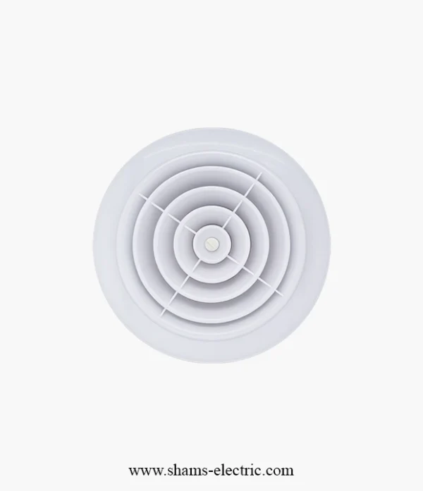 غطاء مفرغة سقفي دائري مع شبكة حماية – PVC